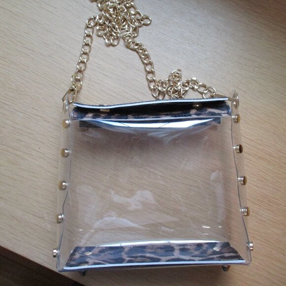 New Clear Plastic Transparent Jelly Purse Shoulder Bag Leopard Print - Picture 2 of 13